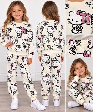 Adorable Hello Kitty by Sanrio girls' 2-piece matching sweatshirt and jogger pan
